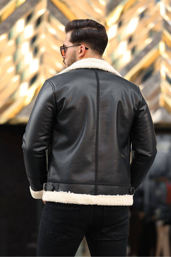 Men's leather jacket winter - 5