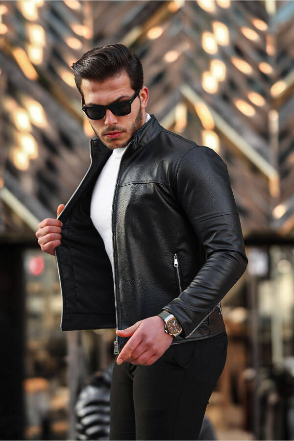 Men's Leather Jacket Winter Jacket Leather Coat - 3