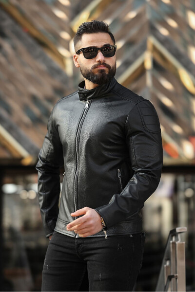 Men's Leather Jacket Winter Jacket Leather Coat - 3