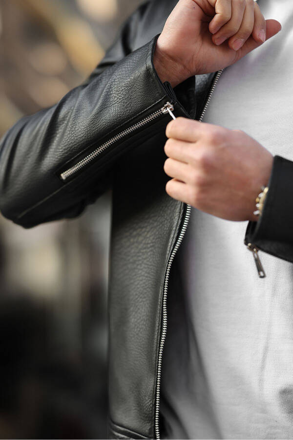 Men's Leather Jacket Winter Jacket Leather Coat - 5