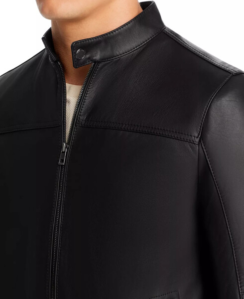 Men's Leather Racer Jacket, Created for Macy's Black - 4