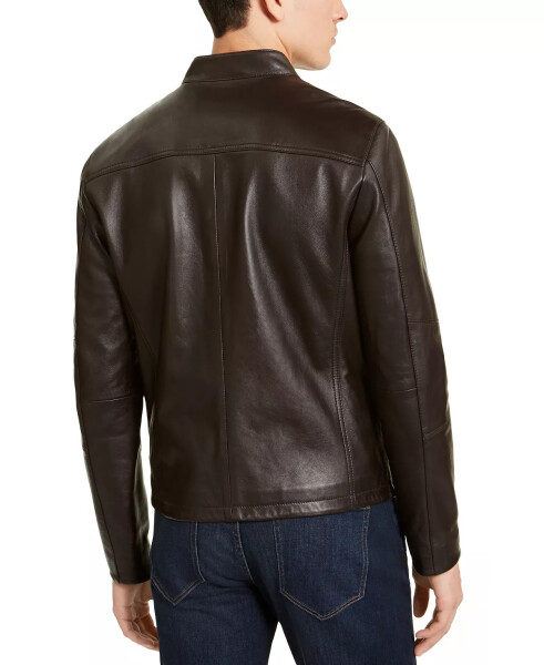 Men's Leather Racer Jacket, Created for Macy's Chocolate - 2