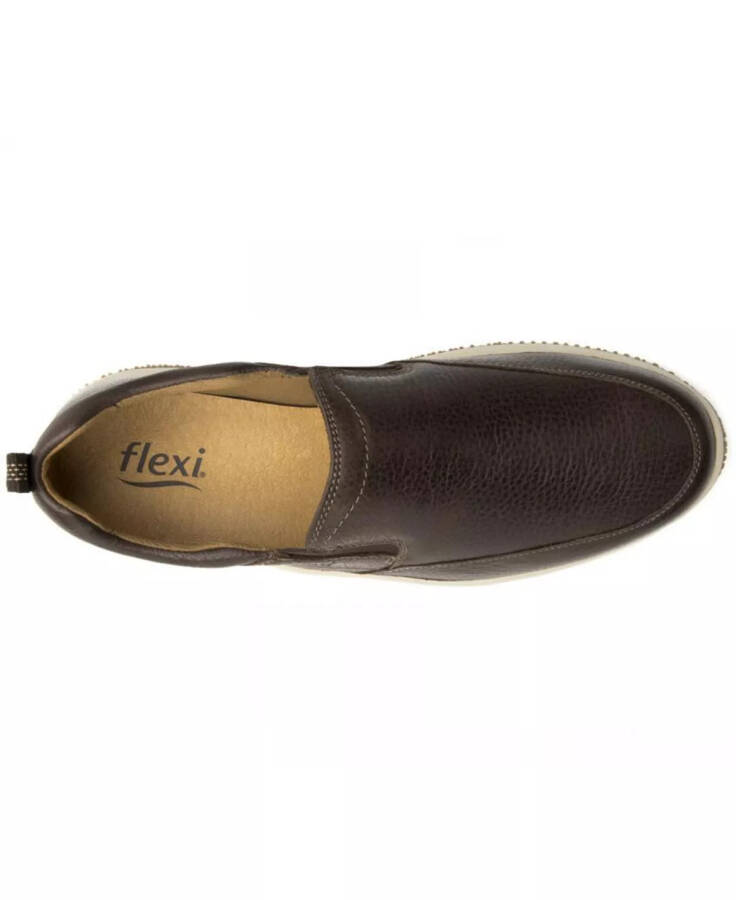 Men's Leather Slip-on Sneakers By Dark brown - 2