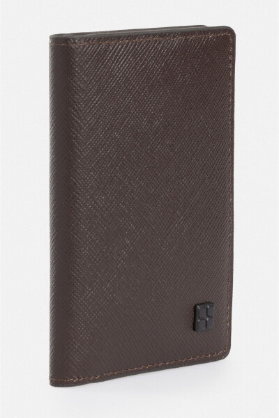 Men's leather wallet, brown, 100% leather. - 1