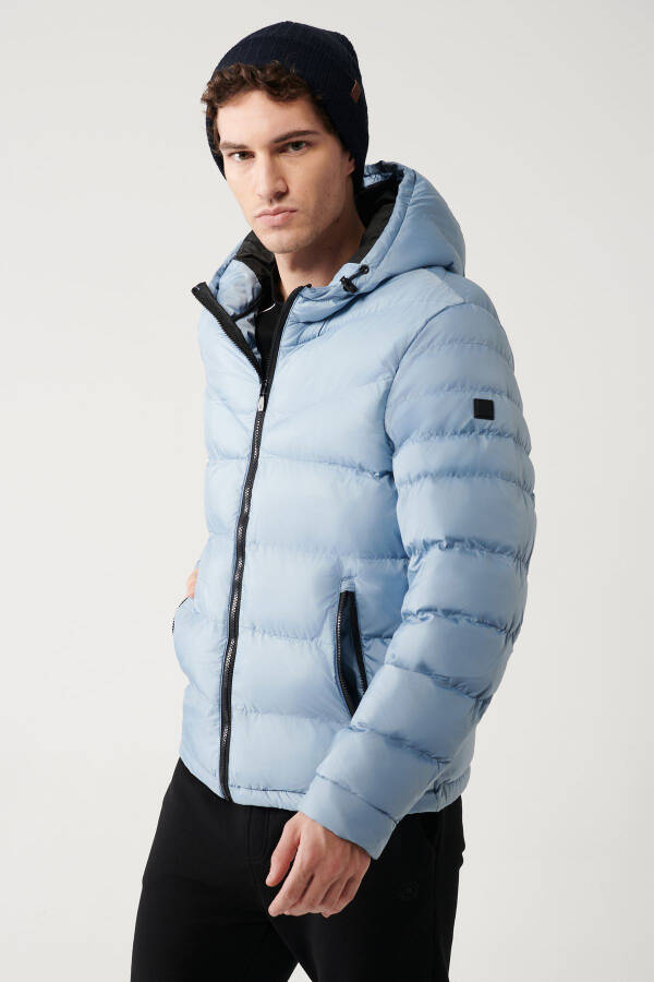 Men's Light Blue Puffer Jacket - 1