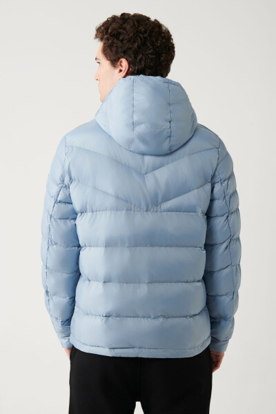 Men's Light Blue Puffer Jacket - 4