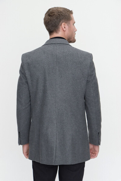 Men's Light Grey Plain Dynamic Fit Relaxed Fit Point Collar Coat - 17