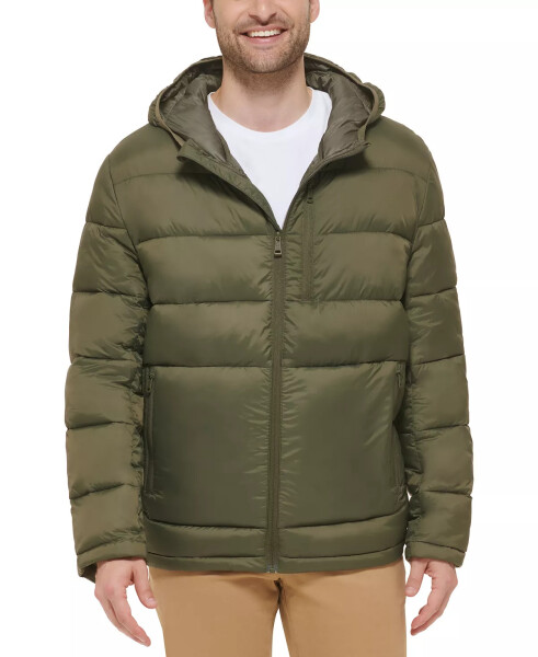 Men's Lightweight Hooded Puffer Jacket Army Green - 1