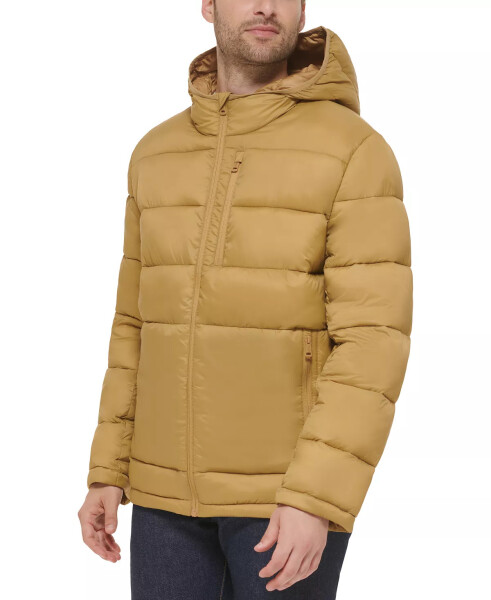 Men's Lightweight Hooded Puffer Jacket Sand - 3