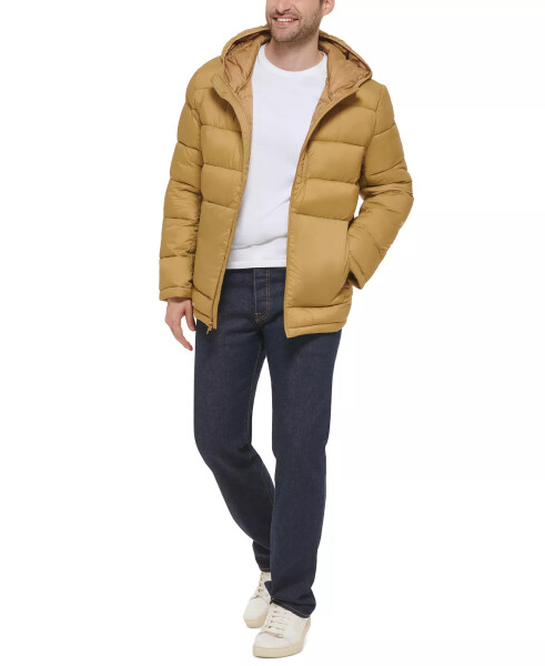 Men's Lightweight Hooded Puffer Jacket Sand - 4