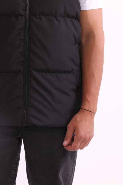 Men's Lined Windproof Black Puffer Vest - 5