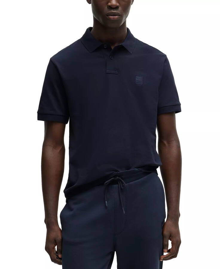 Men's Logo Patch Slim-Fit Polo Shirt Dark Blue - 1