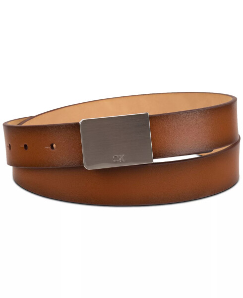 Men's Logo Plaque Belt Cognac - 1