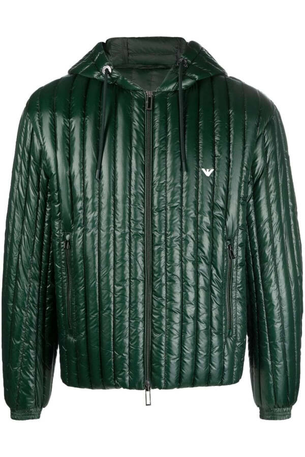 Men's Logo Zippered Dark Green Puffer Green Jacket 6R1B79 1NKZZ-0565 - 1