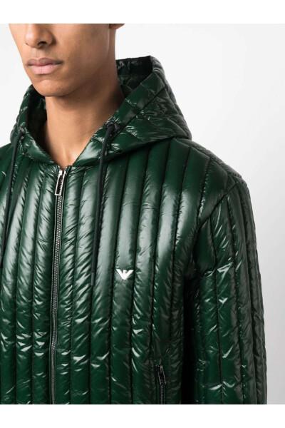 Men's Logo Zippered Dark Green Puffer Green Jacket 6R1B79 1NKZZ-0565 - 5