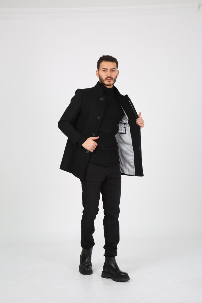 Men's Long Coat - Black - 2