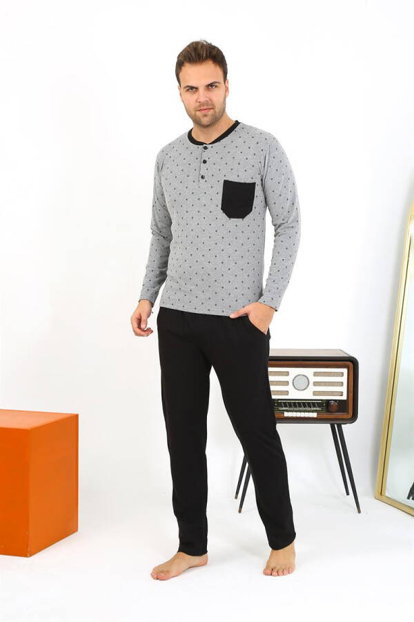 Men's Long Sleeve Cotton Smoke Pajama Set - 10