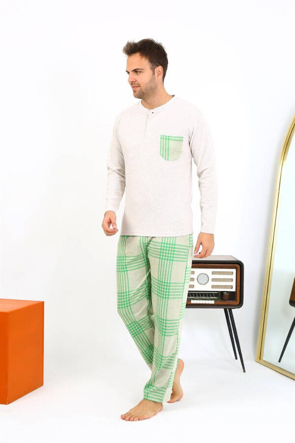 Men's Long Sleeve Cream Pajama Set - 11