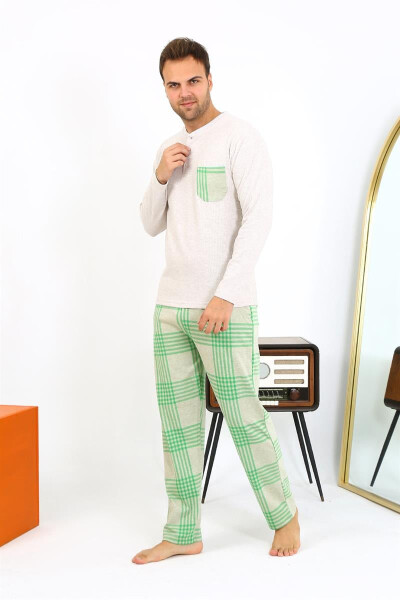 Men's Long Sleeve Cream Pajama Set - 13