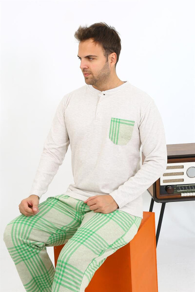 Men's Long Sleeve Cream Pajama Set - 17