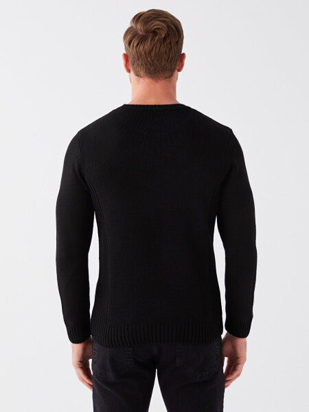 Men's Long Sleeve Crew Neck Tricot Sweater - 4