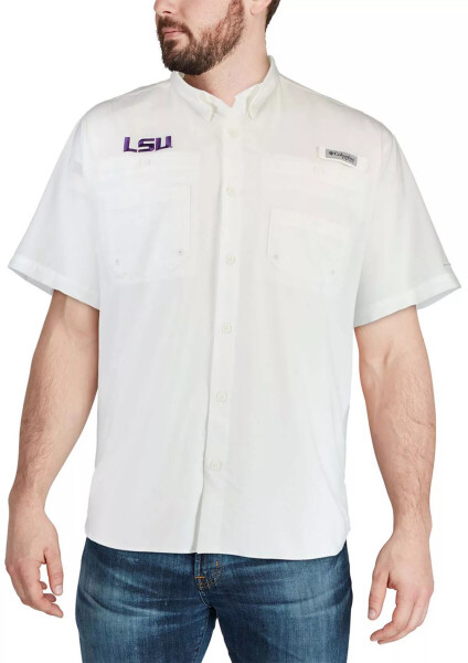 Men's LSU Tigers PFG Tamiami Shirt White - 4