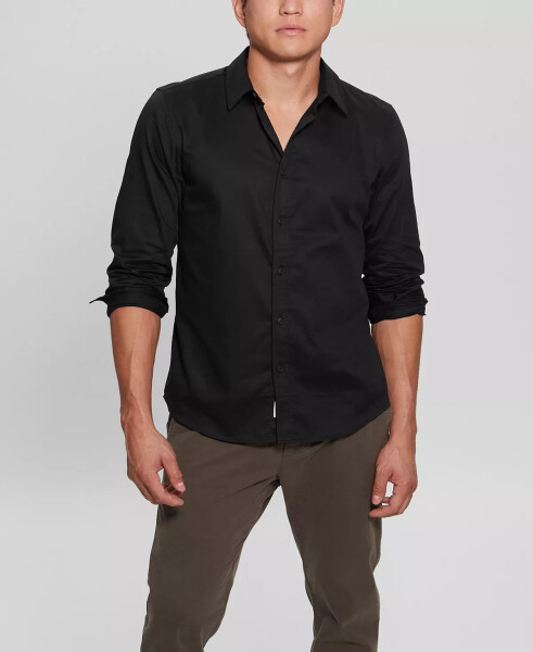 Men's Luxe Stretch Long Sleeves Shirt Jet Black - 1