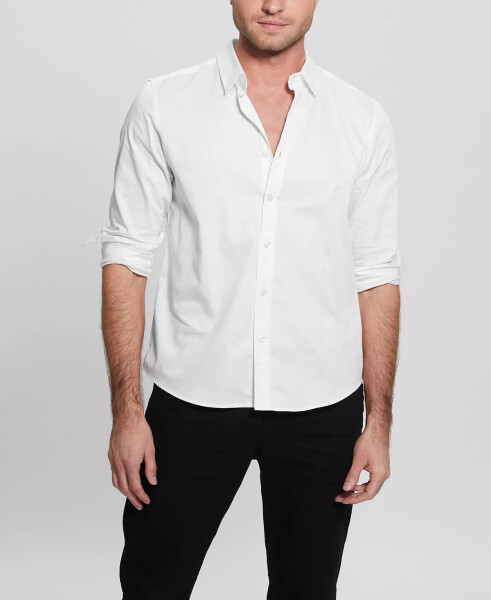 Men's Luxe Stretch Long Sleeves Shirt Pure White - 1