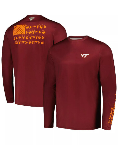 Men's Maroon Virginia Tech Hokies Terminal Shot Omni-Shade Long Sleeve T-shirt Maroon - 1