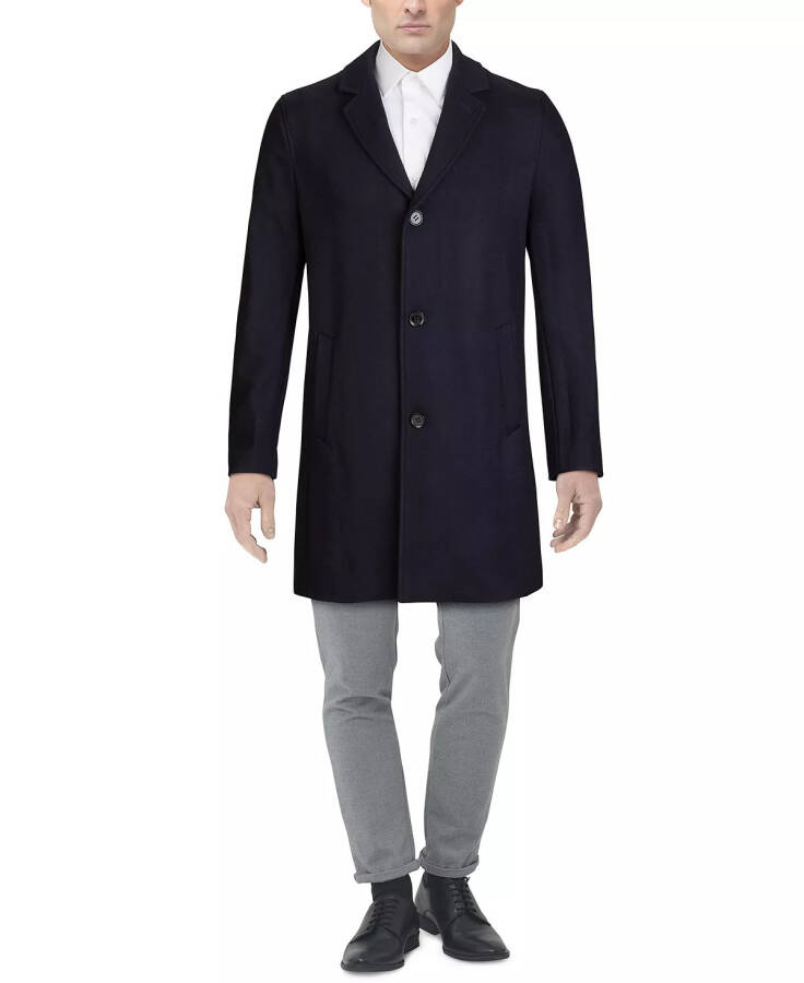 Men's Melton Classic-Fit Topcoat - Navy - 1