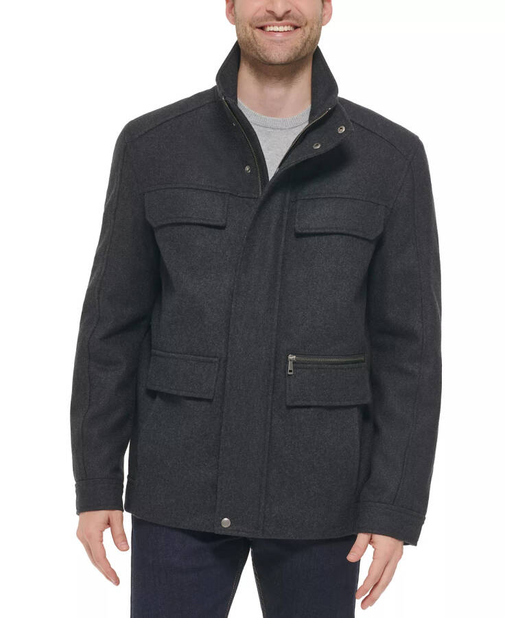 Men's Melton Wool Multi-Pocket Field Coat Charcoal - 1