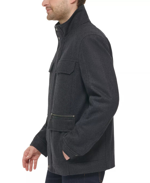 Men's Melton Wool Multi-Pocket Field Coat Charcoal - 3