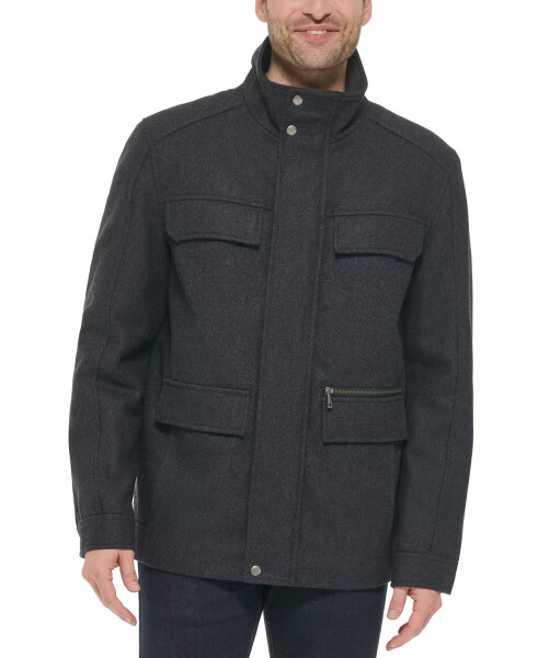 Men's Melton Wool Multi-Pocket Field Coat Charcoal - 5