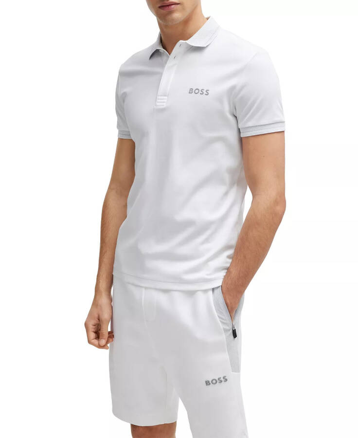 Men's Mesh Logo Slim-Fit Polo Shirt White - 1