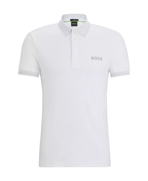 Men's Mesh Logo Slim-Fit Polo Shirt White - 3