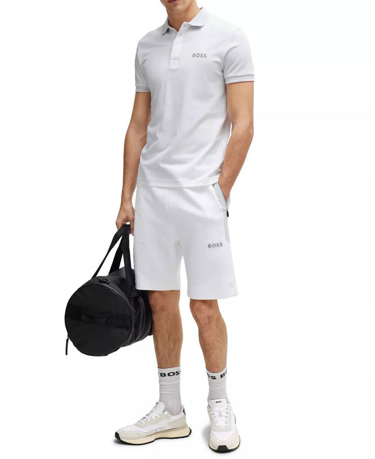 Men's Mesh Logo Slim-Fit Polo Shirt White - 4