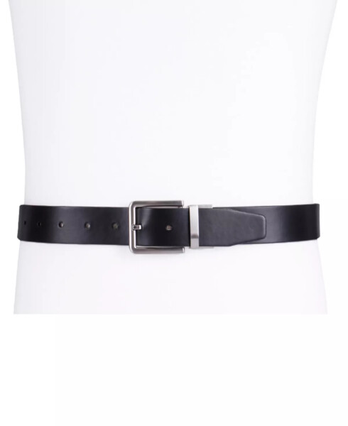 Men's Micro Logo Strap Reversible Casual Belt Black/Black - 7