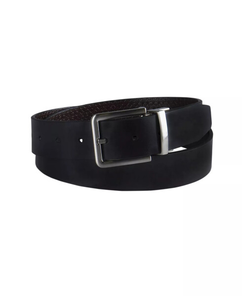 Men's Micro Logo Strap Reversible Casual Belt Black/Black - 8