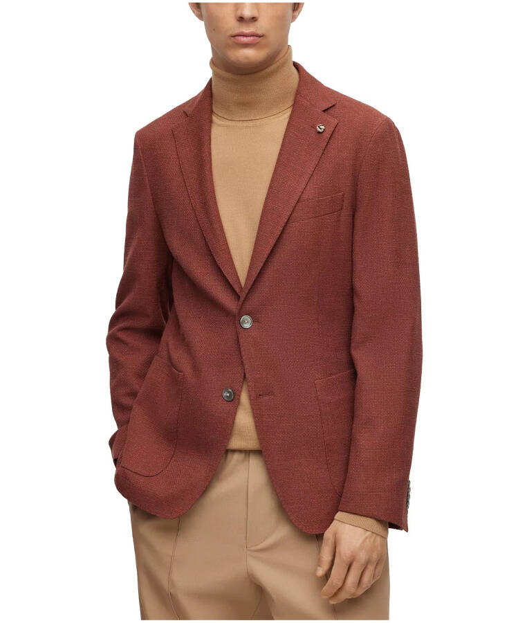 Men's Micro-Pattern Slim-Fit Jacket Medium Red - 1