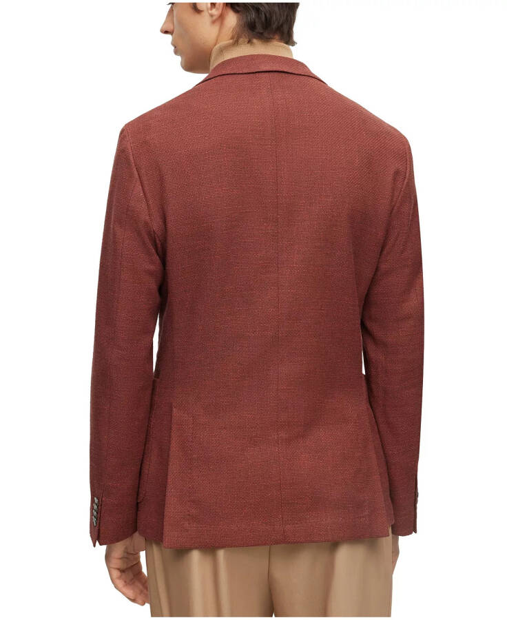 Men's Micro-Pattern Slim-Fit Jacket Medium Red - 2