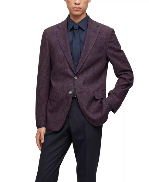 Men's Micro-Pattern Stretch Slim-Fit Jacket Dark Red - 1