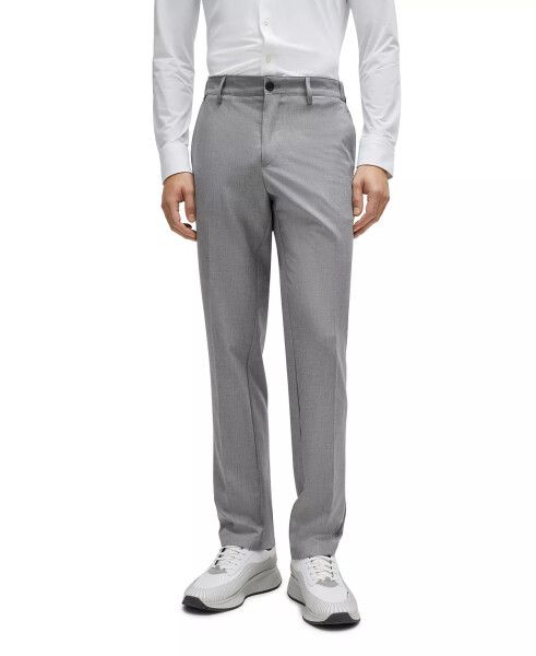 Men's Micro-Patterned Slim-Fit Trousers Silver - 5