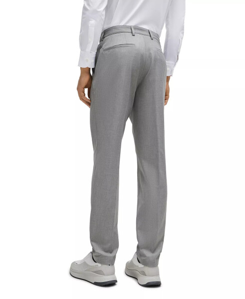 Men's Micro-Patterned Slim-Fit Trousers Silver - 6