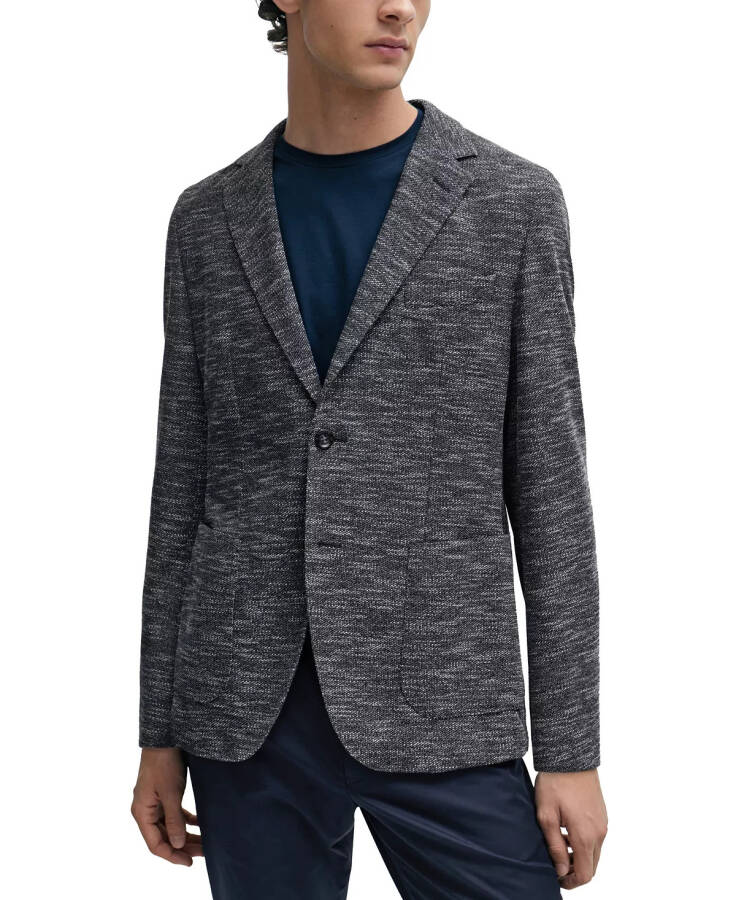 Men's Micro-Patterned Stretch Regular-Fit Jacket Dark Blue - 1