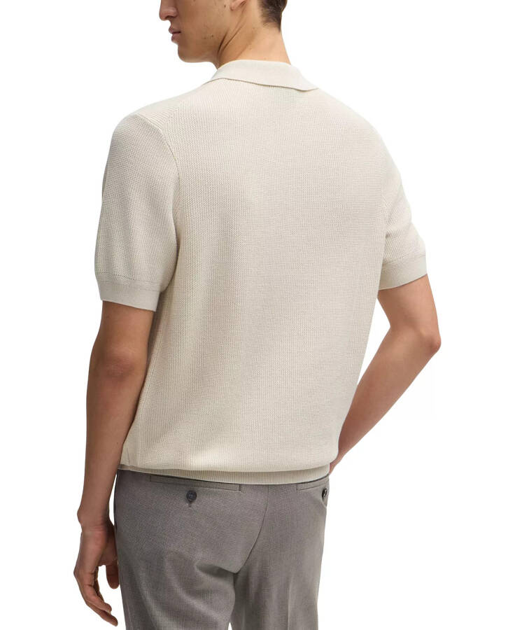 Men's Mixed Structure Regular-Fit Polo Sweater Open White - 4