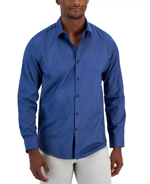 Men's Modern Classic-Fit Stretch Dot Dobby Button-Down Shirt, Created for Modazone Navy Combo - 4