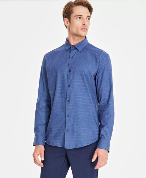 Men's Modern Classic-Fit Stretch Dot Dobby Button-Down Shirt, Created for Modazone Navy Combo - 1