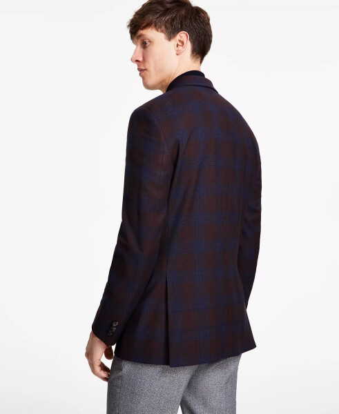 Men's Modern-Fit Burgundy Plaid Sport Coat Burgundy/blue - 6