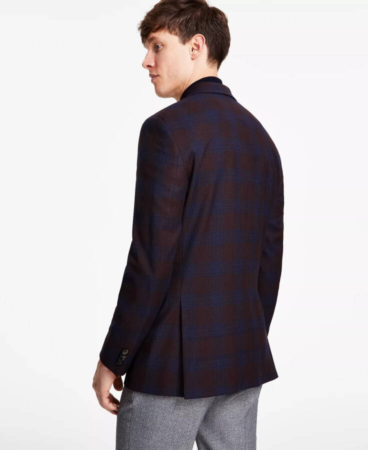 Men's Modern-Fit Burgundy Plaid Sport Coat Burgundy/blue - 2