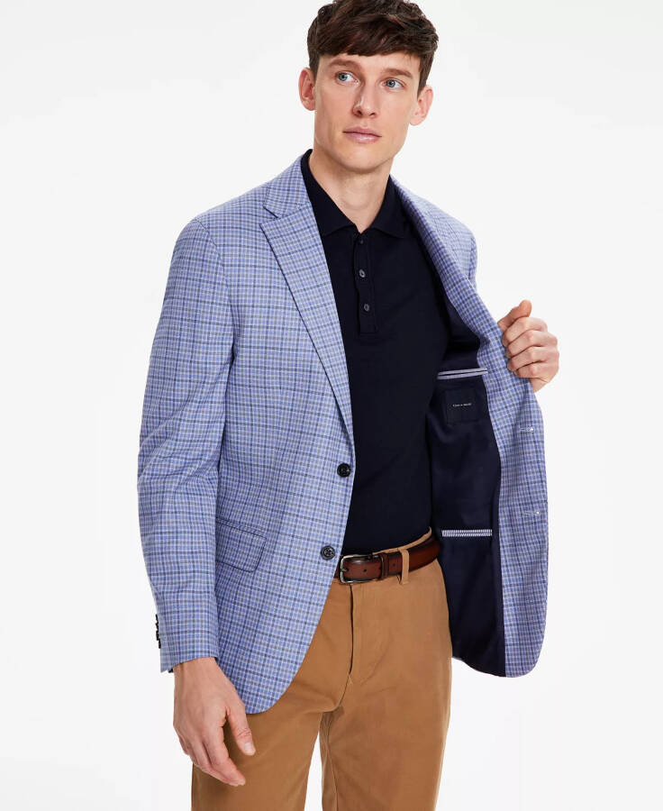 Men's Modern-Fit Check Sport Coat Blue/grey - 8